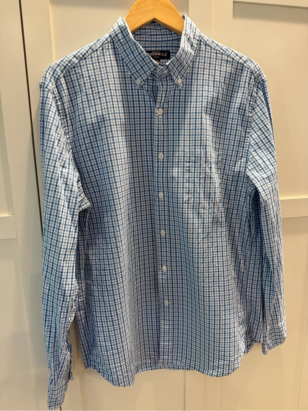 J. Crew Light Blue and White Check Button-Down Shirt